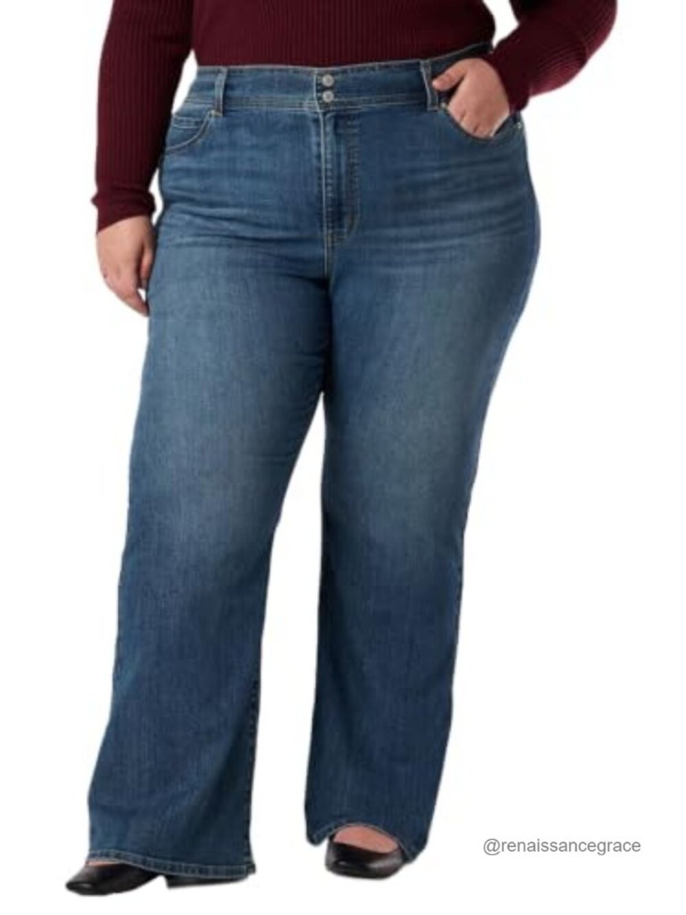 High Rise Flare Jeans Heritage Fit Low Stretch Denim